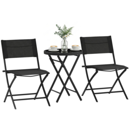 Outsunny 2 Seater Black Glass Table Top Garden Bistro Set - Wilko - thumbnail 3