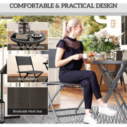 Outsunny 2 Seater Black Glass Table Top Garden Bistro Set - Wilko - thumbnail 7