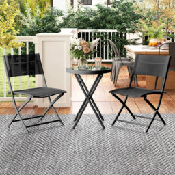 Outsunny 2 Seater Black Glass Table Top Garden Bistro Set - Wilko - thumbnail 1