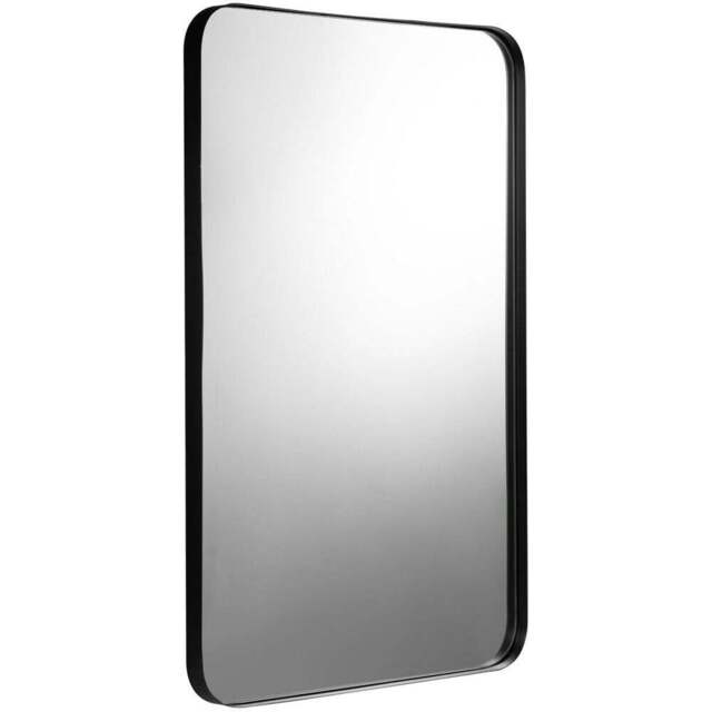 Costway Black Bathroom Wall Mirror with Rounded Corner - Size: 93 x 64cm - Wilko - image 1