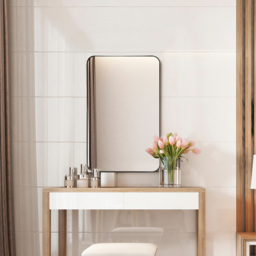Costway Black Bathroom Wall Mirror with Rounded Corner - Size: 93 x 64cm - Wilko - thumbnail 3