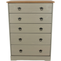 Core Products Corona Classic 5 Drawer Grey Pine Wood Chest of Drawers - Wilko - thumbnail 4