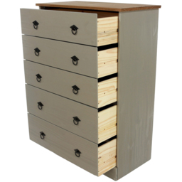 Core Products Corona Classic 5 Drawer Grey Pine Wood Chest of Drawers - Wilko - thumbnail 5