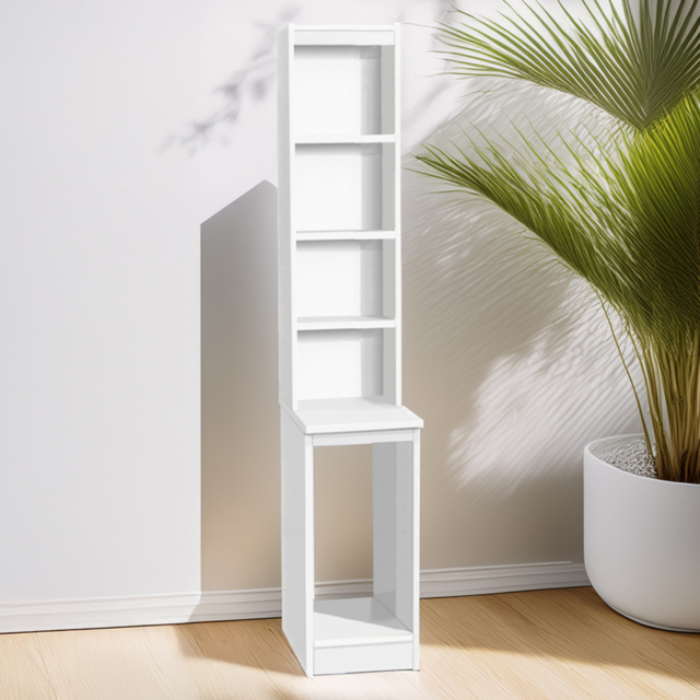 R White Cabinets 4 Shelf Desktop Tower Storage with Hutch White - Size: 182.8 x 30 x 54cm - Wilko - image 1