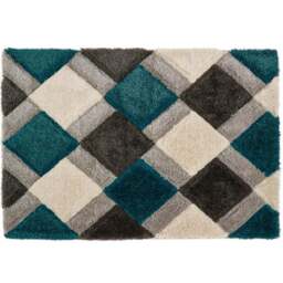 Origins 3D GEO Teal Shaggy Rug 80 x 150cm - Blue - Origins Rugs - Wilko - thumbnail 1