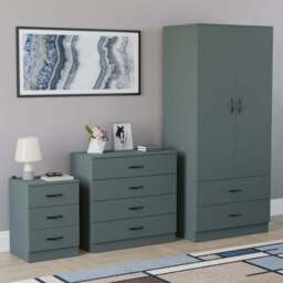 VIDA DESIGNS Riano Green 3 Piece Bedroom Furniture Set - Jasper Green - Wilko