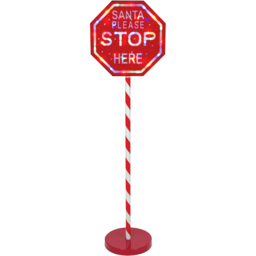 The Christmas Workshop Multicolour Light Up Santa Please Stop Here Sign Post - Wilko