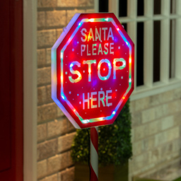 The Christmas Workshop Multicolour Light Up Santa Please Stop Here Sign Post - Wilko - thumbnail 5