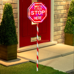 The Christmas Workshop Multicolour Light Up Santa Please Stop Here Sign Post - Wilko - thumbnail 7