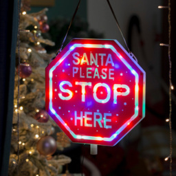The Christmas Workshop Multicolour Light Up Santa Please Stop Here Sign Post - Wilko - thumbnail 4