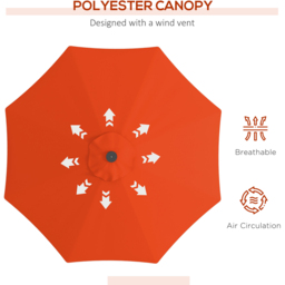 Outsunny Orange 24 LED Crank and Tilt Parasol 2.7m - Size: 145.5 x 15 x 15cm - Wilko - thumbnail 7