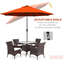 Outsunny Orange 24 LED Crank and Tilt Parasol 2.7m - Size: 145.5 x 15 x 15cm - Wilko - thumbnail 6