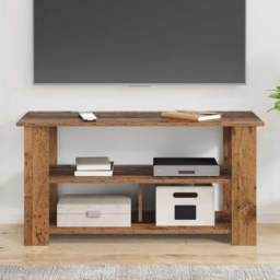 vidaXL 2 Shelf Old Wood Wide TV Stand - Size: 50 x 100 x 40cm - Brown - Wilko