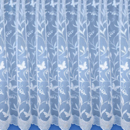 Tyrone Textiles Hawaii Trailing Leaf and Butterfly Pocket Header Net Curtain 200 x 137cm - White - Wilko - thumbnail 3
