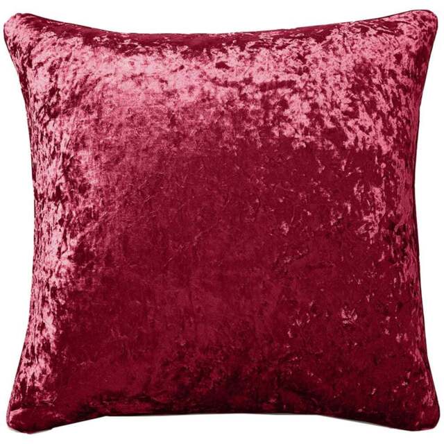 Intimates Plain Crushed Velvet Raspberry Filled Cushion 43 x 43cm 2 Pack - Red - Wilko - image 1