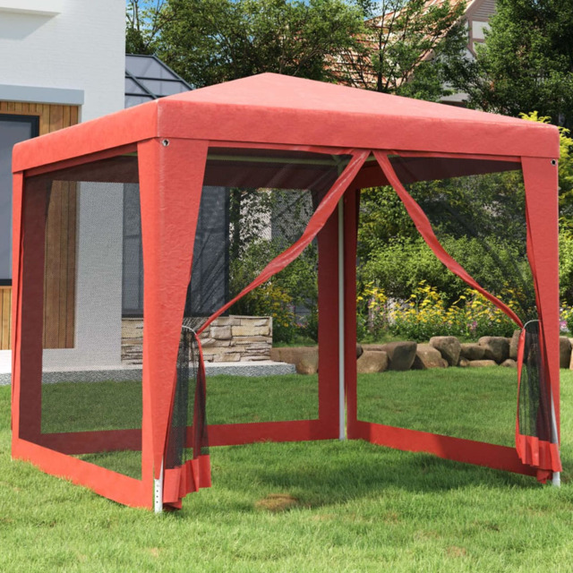 vidaXL 2.5 x 2.5m Red Party Tent with 4 Mesh Sidewalls - Wilko - image 1