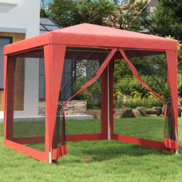 vidaXL 2.5 x 2.5m Red Party Tent with 4 Mesh Sidewalls - Wilko - thumbnail 1