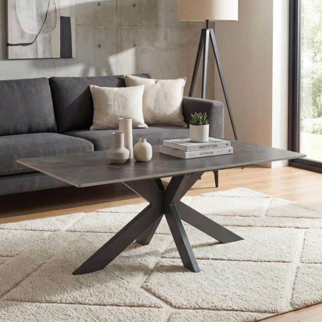 wilko Palermo Grey Marble Ceramic Coffee Table - Size: 245 x 110 x 60cm - Shankar - image 1