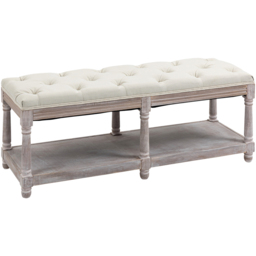 Portland Single Shelf Cream and White Button Tufted Vintage Stool - Size: 48 x 40 x 115cm - Wilko - thumbnail 3