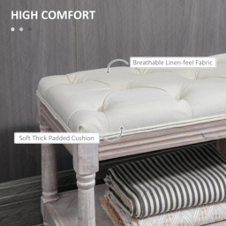 Portland Single Shelf Cream and White Button Tufted Vintage Stool - Size: 48 x 40 x 115cm - Wilko - thumbnail 6