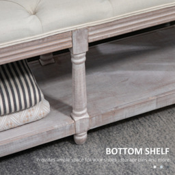 Portland Single Shelf Cream and White Button Tufted Vintage Stool - Size: 48 x 40 x 115cm - Wilko - thumbnail 7
