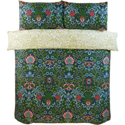 Serene Heritage Flora Single Navy Microfibre Fabric Reversible Duvet Cover Set - Blue - Wilko - thumbnail 3