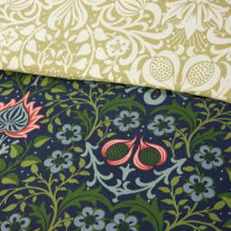 Serene Heritage Flora Single Navy Microfibre Fabric Reversible Duvet Cover Set - Blue - Wilko - thumbnail 4