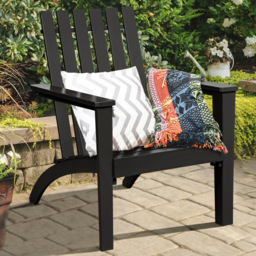 Costway Black Acacia Wood Adirondack Garden Chair - Size: 1 Seater - Wilko - thumbnail 1