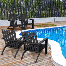 Costway Black Acacia Wood Adirondack Garden Chair - Size: 1 Seater - Wilko - thumbnail 5