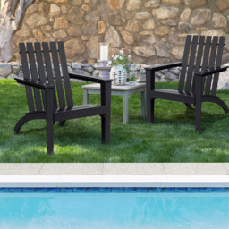 Costway Black Acacia Wood Adirondack Garden Chair - Size: 1 Seater - Wilko - thumbnail 6