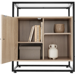 tectake Light Wood Oak Sonoma Glass Tabletop Coventry Sideboard - Size: 80.5 x 38 x 70cm - Brown - Wilko - thumbnail 4