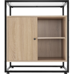tectake Light Wood Oak Sonoma Glass Tabletop Coventry Sideboard - Size: 80.5 x 38 x 70cm - Brown - Wilko - thumbnail 5
