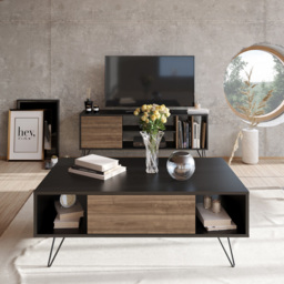 Decorotika Mistico 2 Open Shelf Black and Walnut Coffee Table - Size: 45.6 x 120 x 60cm - Multi - Wilko - thumbnail 7