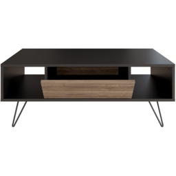 Decorotika Mistico 2 Open Shelf Black and Walnut Coffee Table - Size: 45.6 x 120 x 60cm - Multi - Wilko - thumbnail 3