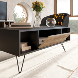 Decorotika Mistico 2 Open Shelf Black and Walnut Coffee Table - Size: 45.6 x 120 x 60cm - Multi - Wilko - thumbnail 4