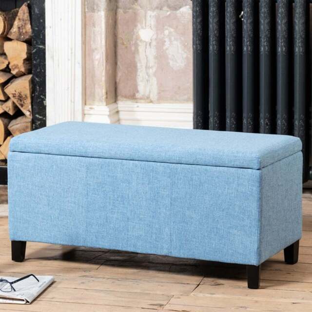 Artemis Home Henbury Blue Fabric Storage Ottoman - Size: 45 x 98 x 45cm - Wilko - image 1