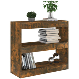 vidaXL 2 Shelf Smoked Oak Bookcase - Size: 72 x 80 x 30cm - Brown - Wilko - thumbnail 6