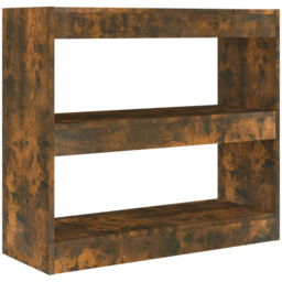 vidaXL 2 Shelf Smoked Oak Bookcase - Size: 72 x 80 x 30cm - Brown - Wilko - thumbnail 3