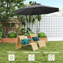 Outsunny Grey Banana Cantilever Parasol with Cover and Wind Strap 3m - Wilko - thumbnail 6