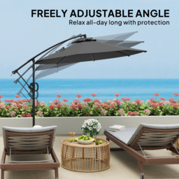 Outsunny Grey Banana Cantilever Parasol with Cover and Wind Strap 3m - Wilko - thumbnail 7