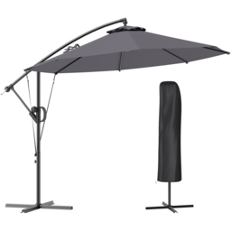 Outsunny Grey Banana Cantilever Parasol with Cover and Wind Strap 3m - Wilko