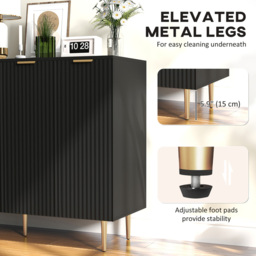 Portland 4 Door Black Sideboard - Size: 90 x 40 x 120cm - Wilko - thumbnail 7
