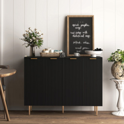 Portland 4 Door Black Sideboard - Size: 90 x 40 x 120cm - Wilko - thumbnail 3