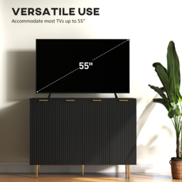 Portland 4 Door Black Sideboard - Size: 90 x 40 x 120cm - Wilko - thumbnail 6