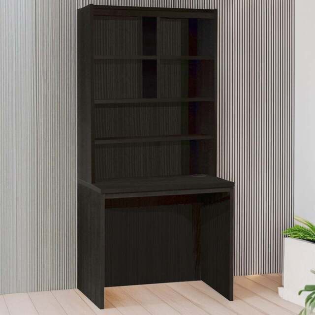 R White Cabinets 6 Shelf Home Office Desk with Hutch Black - Size: 182.8 x 85 x 54cm - Wilko - image 1