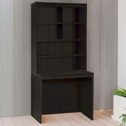 R White Cabinets 6 Shelf Home Office Desk with Hutch Black - Size: 182.8 x 85 x 54cm - Wilko - thumbnail 1