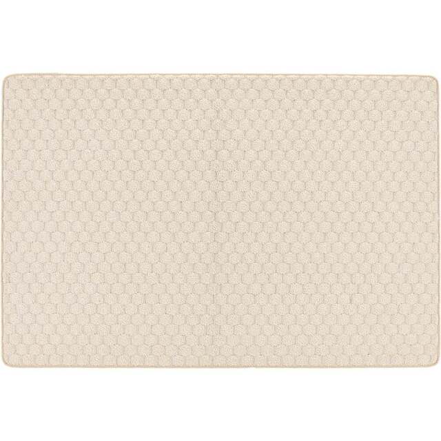 My Mat Ivory Sculptured Honeycomb Washable Rug 80 x 120cm - Cream - Wilko - image 1