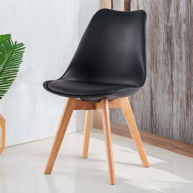 Eva Set of 2 Black Padded Dining Chairs - MCC - Wilko - image 1