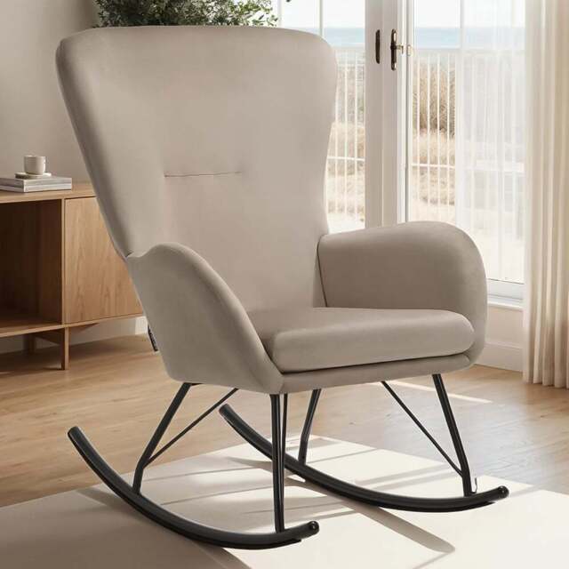 tectake Beige and Black Swing Rocking Chair - Size: Single - Wilko - image 1