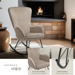 tectake Beige and Black Swing Rocking Chair - Size: Single - Wilko - thumbnail 5